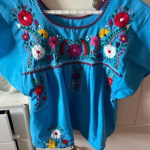 Handmade Mexican huipil crop top blouse size M